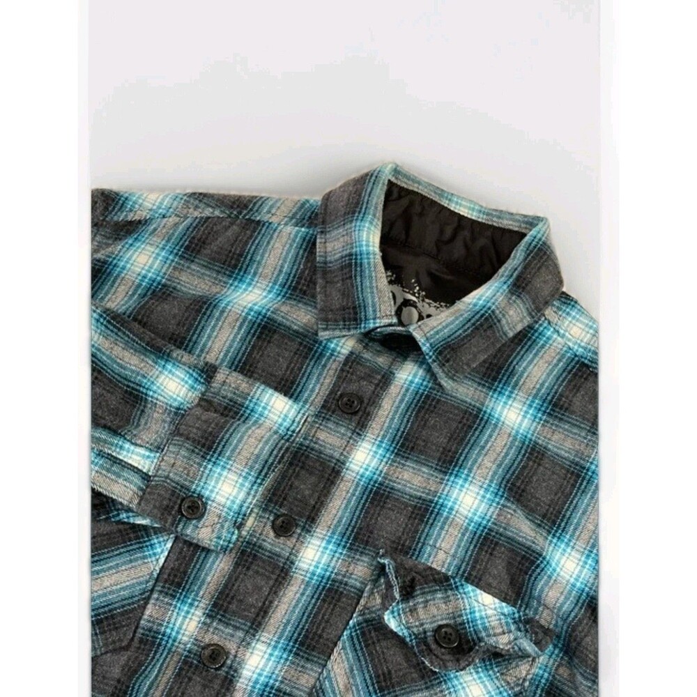 Aeropostale Flannel Shirt Mens M Blue Black Plaid Button Up Long Sleeve Casual